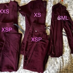 Figs Women's Burgundy Pants & top scrubs set
